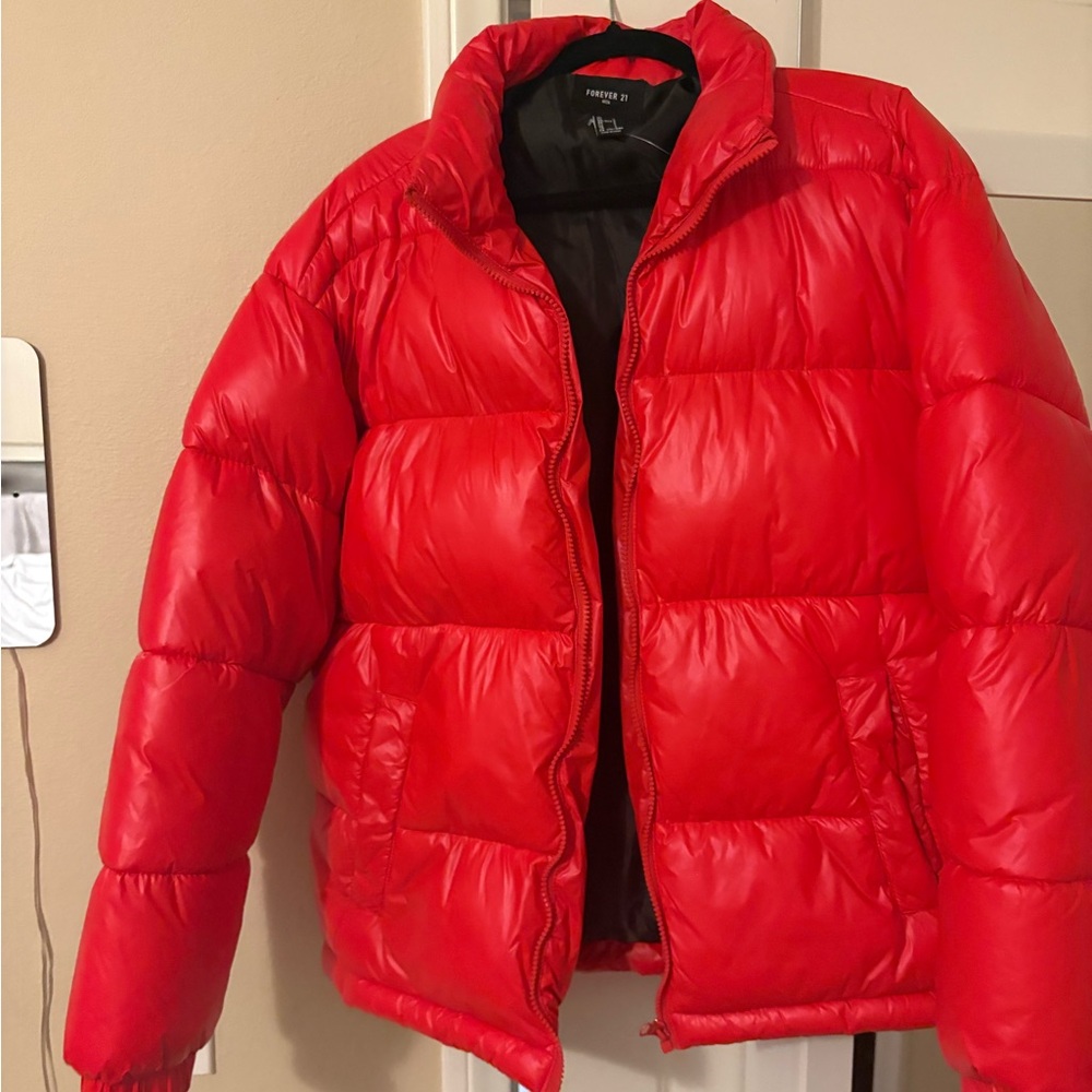 PRE OWNED FOREVER 21 Red Puffer Jacket